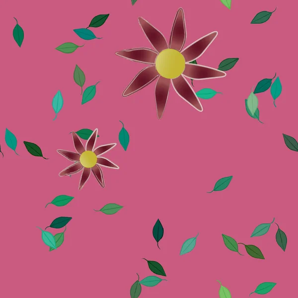 Flores Colores Hojas Verdes Fondo Ilustración Vectorial — Archivo Imágenes Vectoriales