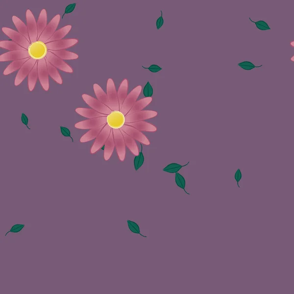 Composition Design Avec Fleurs Simples Feuilles Vertes Illustration Vectorielle — Image vectorielle