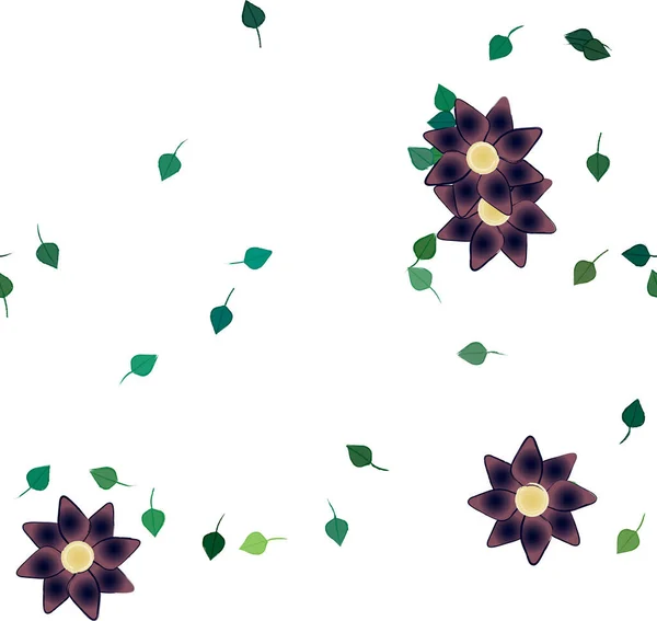 Composição Design Com Flores Simples Folhas Verdes Ilustração Vetorial — Vetor de Stock