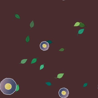 Basit renkli çiçekler ve yeşil yapraklı vektör şablonu