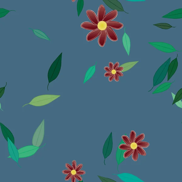 Flores Colores Hojas Verdes Fondo Ilustración Vectorial — Vector de stock