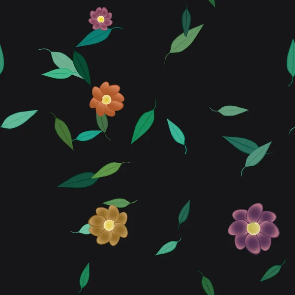 Composición Libre Con Flores Colores Simples Hojas Verdes Para Papel — Vector de stock