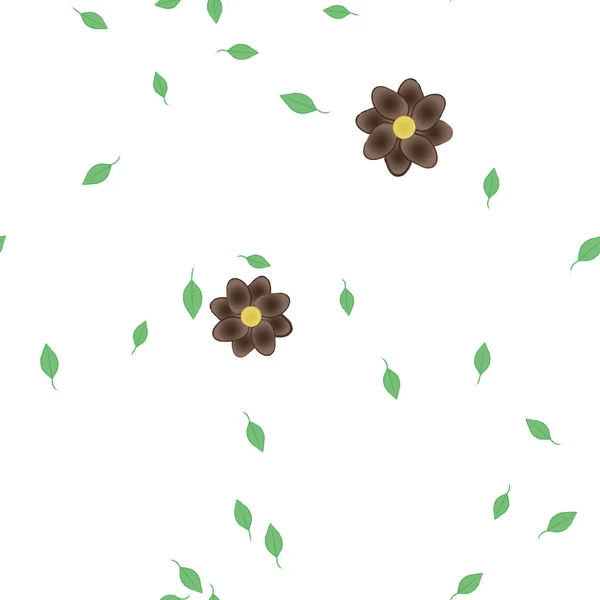 Enkla Blommor Med Gröna Blad Fri Sammansättning Vektor Illustration — Stock vektor