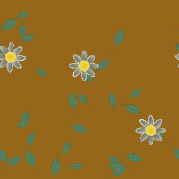 Composición Libre Con Flores Colores Simples Hojas Verdes Para Papel — Vector de stock