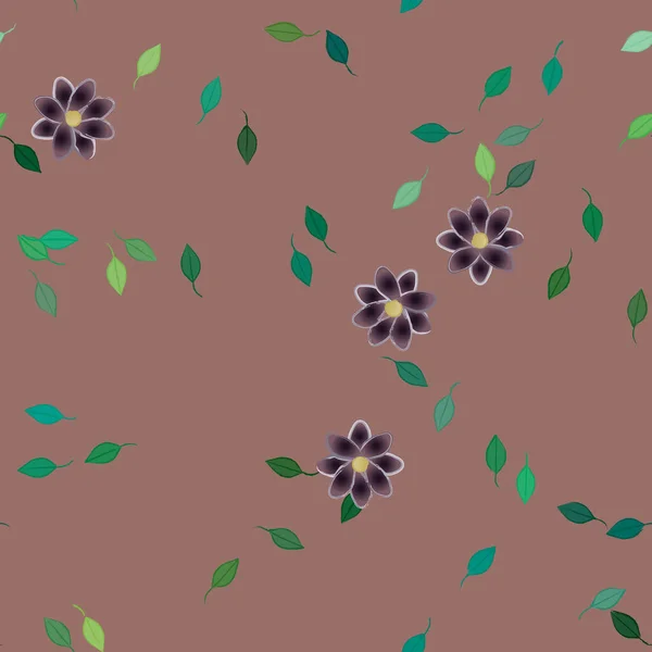 Composition Design Avec Fleurs Simples Feuilles Vertes Illustration Vectorielle — Image vectorielle