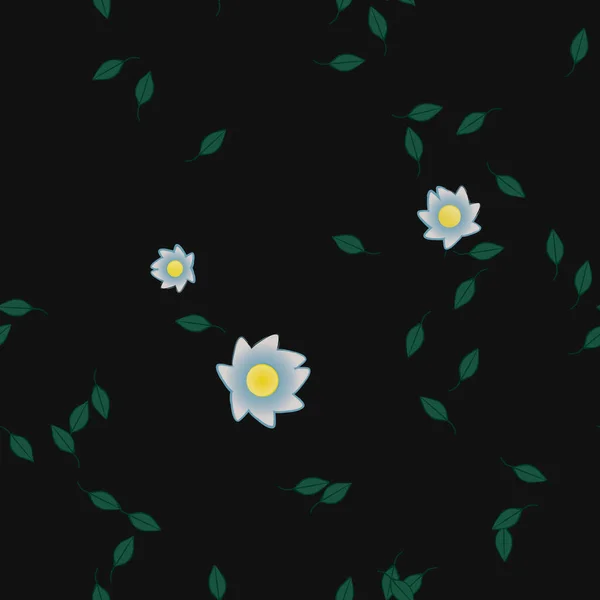 Fleurs Simples Avec Des Feuilles Vertes Composition Libre Illustration Vectorielle — Image vectorielle