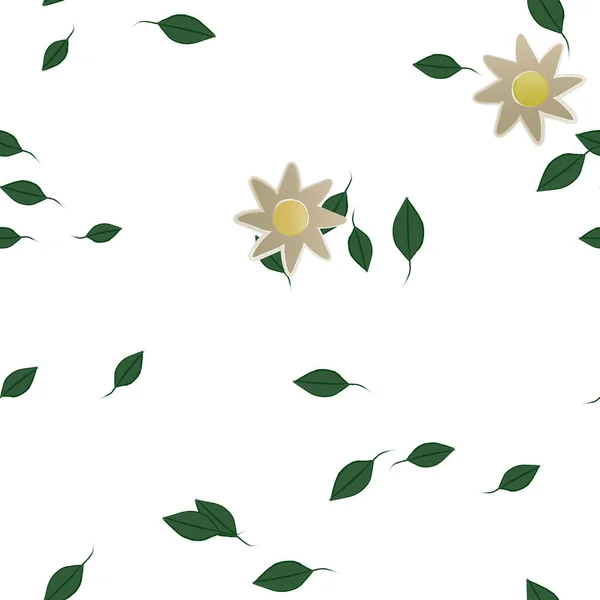 Flores Con Hojas Verdes Composición Libre Ilustración Vectorial — Vector de stock