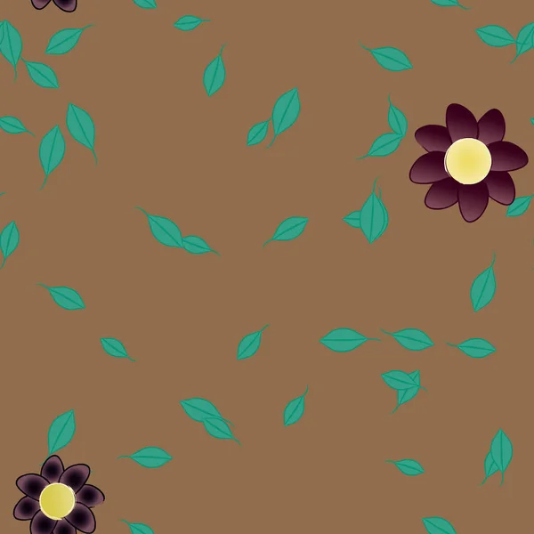 Flores Con Hojas Verdes Composición Libre Ilustración Vectorial — Archivo Imágenes Vectoriales