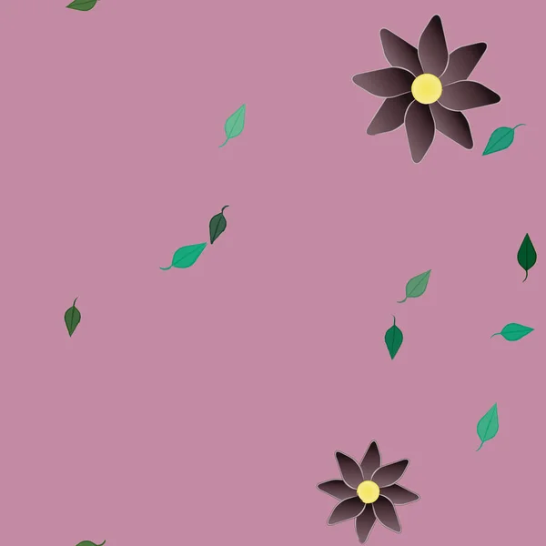 Fleurs Aux Feuilles Vertes Composition Libre Illustration Vectorielle — Image vectorielle