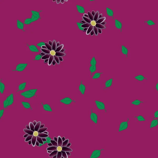 Flores Con Hojas Verdes Composición Libre Ilustración Vectorial — Vector de stock