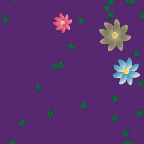 Composition Design Avec Fleurs Simples Feuilles Vertes Illustration Vectorielle — Image vectorielle