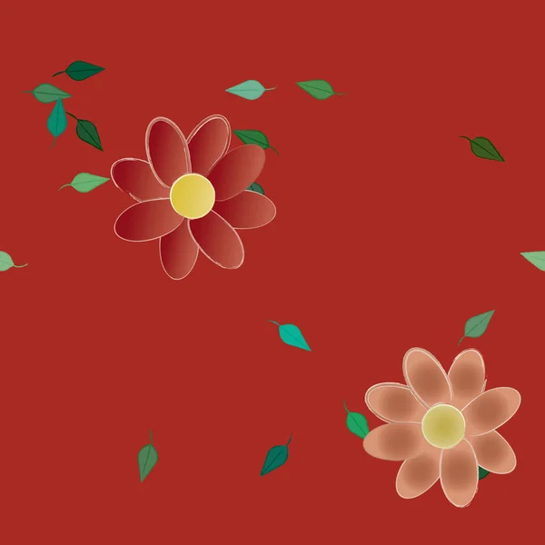 Blomster Med Grønne Blade Fri Sammensætning Vektor Illustration – Stock-vektor