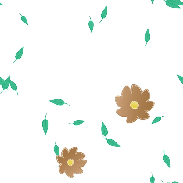 Composición Libre Con Flores Colores Simples Hojas Verdes Para Papel — Vector de stock