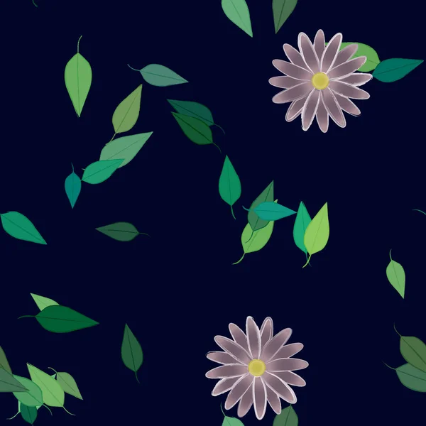 Vapaa Koostumus Yksinkertaisia Värikkäitä Kukkia Vihreät Lehdet Taustakuva Vektori Kuva — vektorikuva