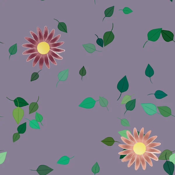 Blommor Med Gröna Blad Fri Sammansättning Vektor Illustration — Stock vektor