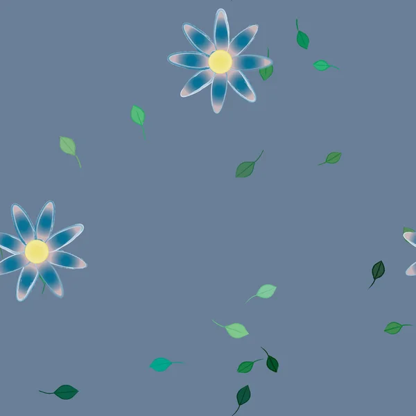 Composición Diseño Con Flores Simples Hojas Verdes Ilustración Vectorial — Vector de stock