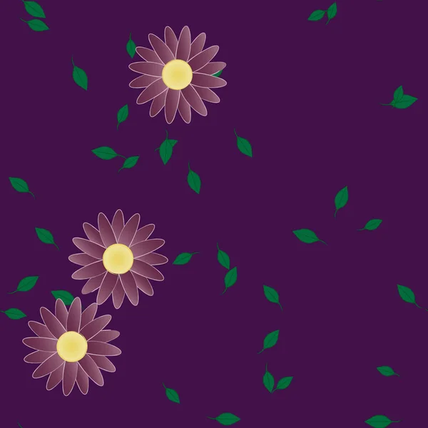 Flores Colores Hojas Verdes Fondo Ilustración Vectorial — Vector de stock