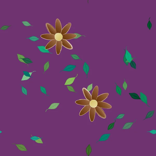 Composition Design Avec Fleurs Simples Feuilles Vertes Illustration Vectorielle — Image vectorielle