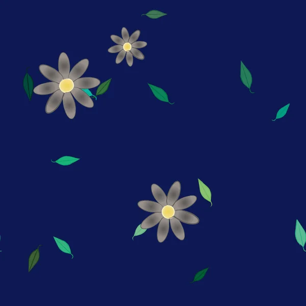 Flores Coloridas Folhas Verdes Fundo Ilustração Vetorial — Vetor de Stock