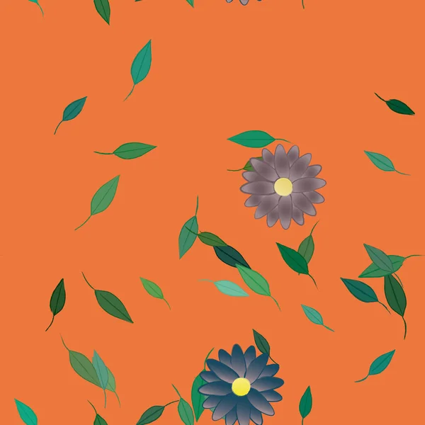 Belle Composition Avec Des Fleurs Colorées Simples Des Feuilles Vertes — Image vectorielle