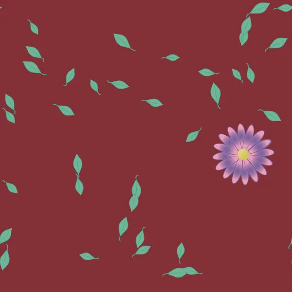 Fleurs Simples Avec Des Feuilles Vertes Composition Libre Illustration Vectorielle — Image vectorielle