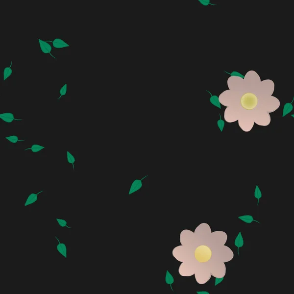 Flores Con Hojas Verdes Composición Libre Ilustración Vectorial — Vector de stock