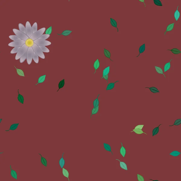 Composition Design Avec Fleurs Simples Feuilles Vertes Illustration Vectorielle — Image vectorielle