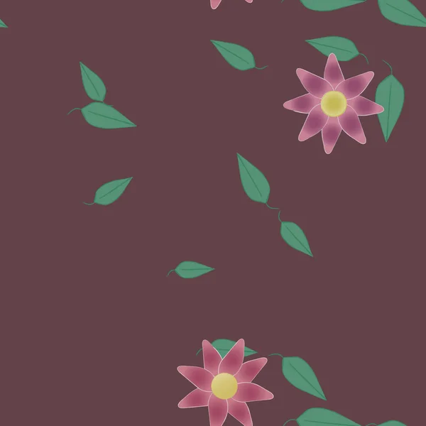 Fleurs Aux Feuilles Vertes Composition Libre Illustration Vectorielle — Image vectorielle