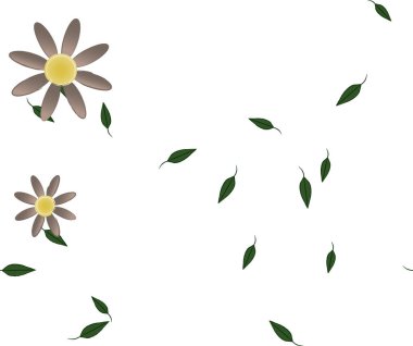 Serbest kompozisyonda yeşil yapraklı çiçekler, vektör illüstrasyonu