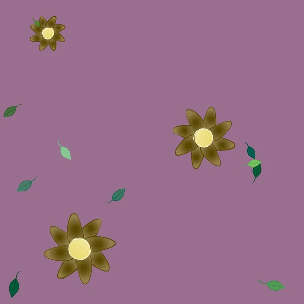 Composition Design Avec Fleurs Simples Feuilles Vertes Illustration Vectorielle — Image vectorielle