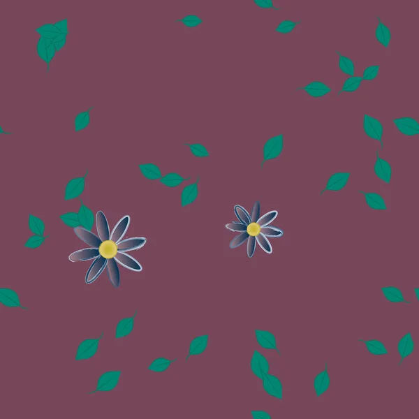 Fleurs Aux Feuilles Vertes Composition Libre Illustration Vectorielle — Image vectorielle