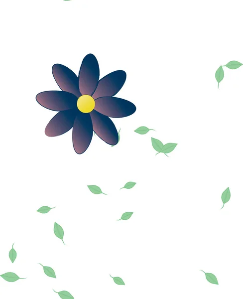 Vektor Mall Med Enkla Färgglada Blommor Och Gröna Blad — Stock vektor