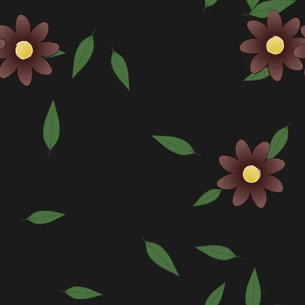Designová Kompozice Jednoduchými Květy Zelenými Listy Vektorová Ilustrace — Stockový vektor