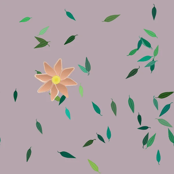 Belle Composition Avec Des Fleurs Colorées Simples Des Feuilles Vertes — Image vectorielle