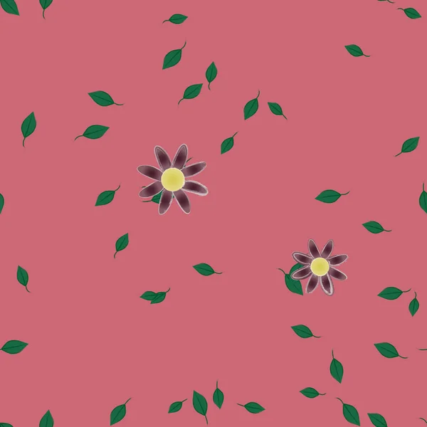 Flores Colores Hojas Verdes Fondo Ilustración Vectorial — Archivo Imágenes Vectoriales