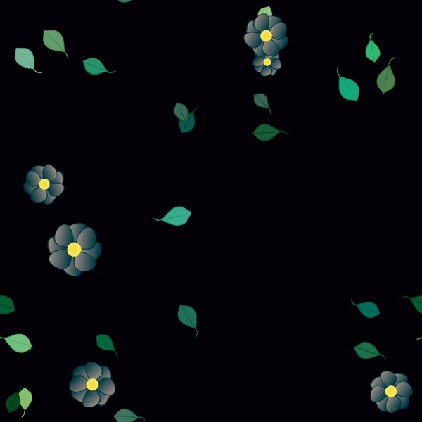 Värillinen Kukkia Vihreitä Lehtiä Taustalla Vektori Kuva — vektorikuva