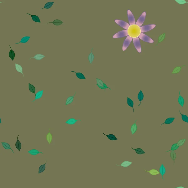 Composition Design Avec Fleurs Simples Feuilles Vertes Illustration Vectorielle — Image vectorielle