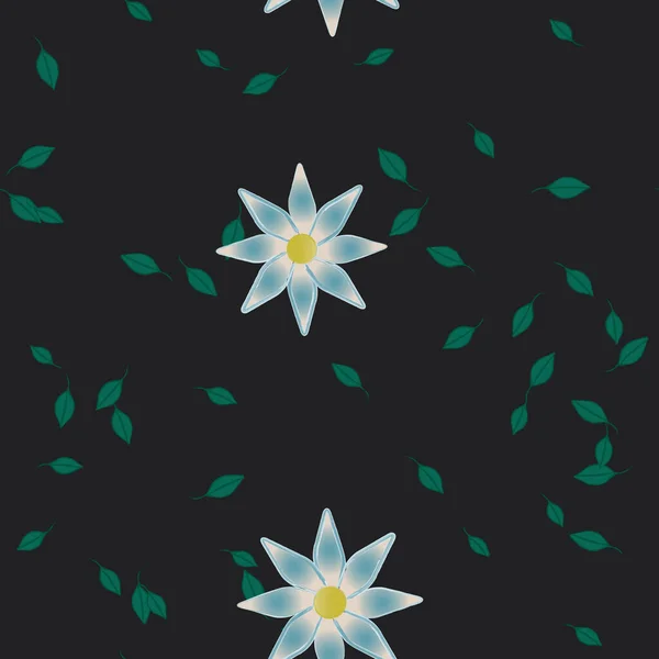 Composition Design Avec Fleurs Simples Feuilles Vertes Illustration Vectorielle — Image vectorielle