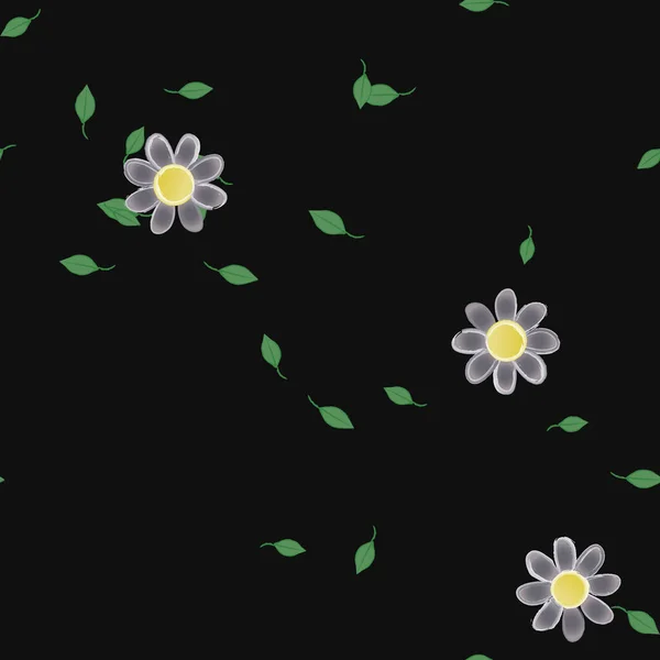 Flores Colores Hojas Verdes Fondo Ilustración Vectorial — Vector de stock