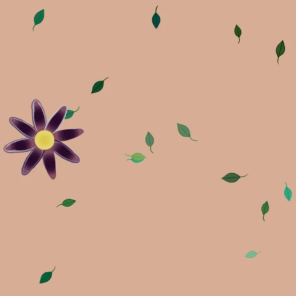 Fleurs Colorées Feuilles Vertes Arrière Plan Illustration Vectorielle — Image vectorielle