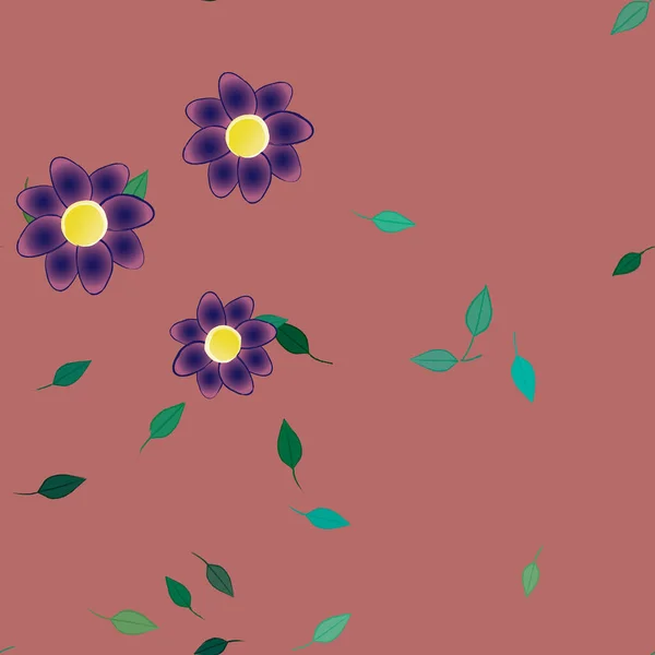 Fleurs Colorées Feuilles Vertes Arrière Plan Illustration Vectorielle — Image vectorielle