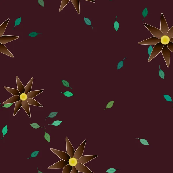 Fleurs Aux Feuilles Vertes Composition Libre Illustration Vectorielle — Image vectorielle