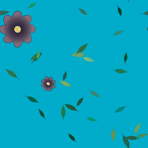 Flores Con Hojas Verdes Composición Libre Ilustración Vectorial — Vector de stock