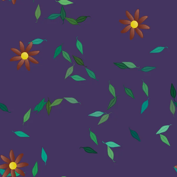 Flores Con Hojas Verdes Composición Libre Ilustración Vectorial — Archivo Imágenes Vectoriales