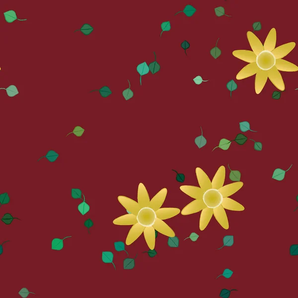 Composition Design Avec Fleurs Simples Feuilles Vertes Illustration Vectorielle — Image vectorielle