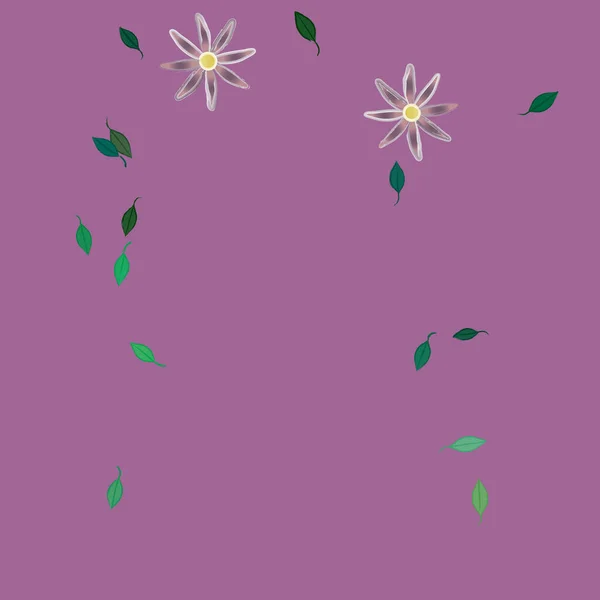 Fleurs Colorées Feuilles Vertes Arrière Plan Illustration Vectorielle — Image vectorielle