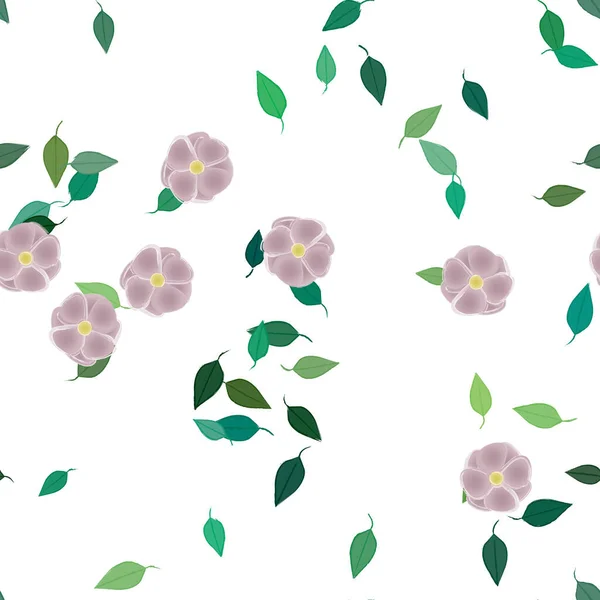 Plantilla Vector Con Flores Coloridas Simples Hojas Verdes — Vector de stock