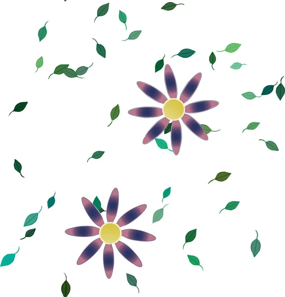 Fleurs Aux Feuilles Vertes Composition Libre Illustration Vectorielle — Image vectorielle