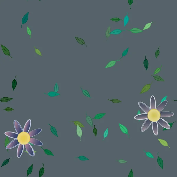 Composición Libre Con Flores Colores Simples Hojas Verdes Para Papel — Vector de stock