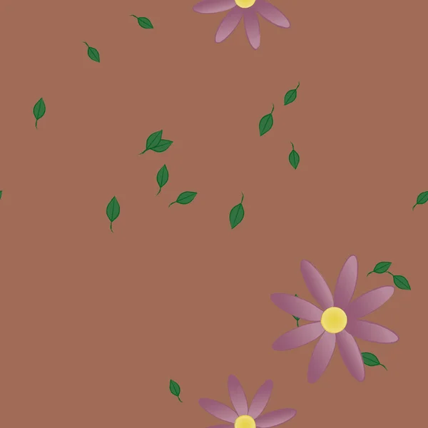 Composição Design Com Flores Simples Folhas Verdes Ilustração Vetorial —  Vetores de Stock